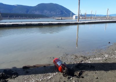 Cleaning up the beach at Salmon Arm wharf